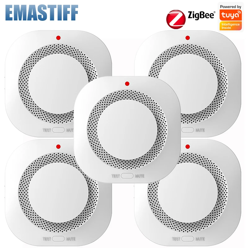 smoke alarm Tuya Zigbee Smoke Detector Home Kitchen Security Safety Prevention Smoke Sensor Sound Alarm Work With Zigbee Hub Smart Life APP
