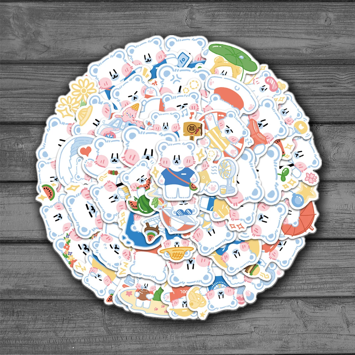 

Наклейки в Корейском стиле Ins с белым летним медведем для детей, игрушки, подарки, чемодан, скейтборд, ноутбук, чемодан, холодильник, Стайлинг, «сделай сам», 50 шт.