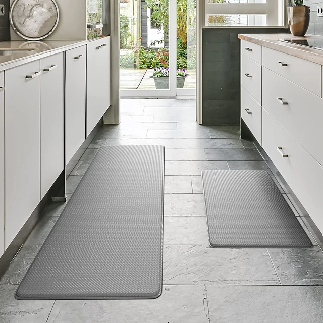 2 Pack anti Fatigue Kitchen Floor Mat Non Slip Memory Foam Rug Waterproof  Black