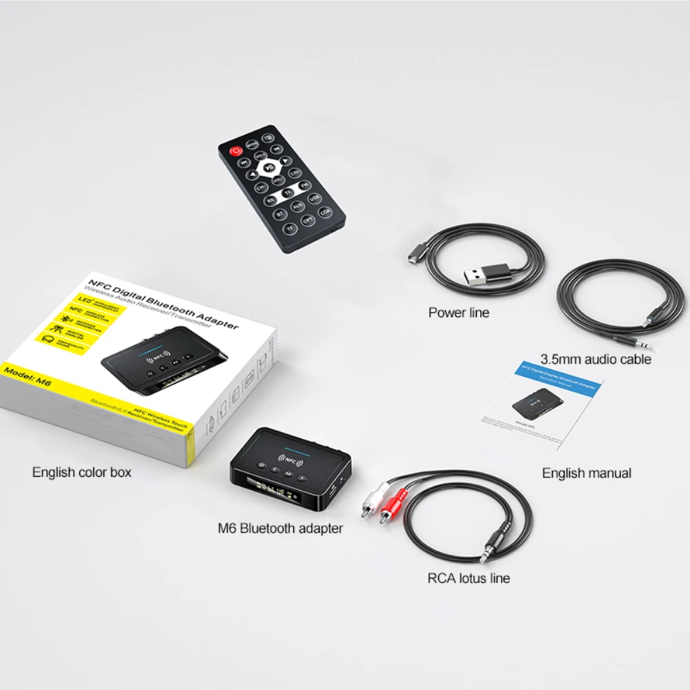 리시버 송신기 BT5.0 FM 스테레오 AUX 3.5mm 잭 RCA 광학 무선 핸즈프리 통화 오디오 어댑터, 1 개, 3 개