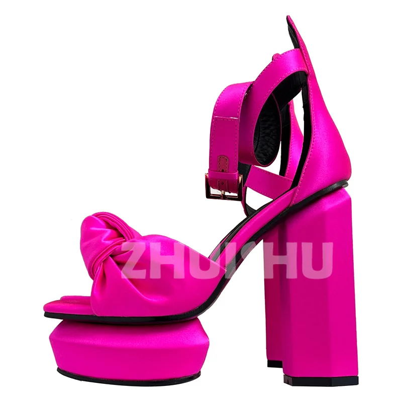 

Women Sandals Summer 2023 New Unique Bowknot Open Toe Design Thick Bottom Solid High Heel Shoes Fashion Elegant Pumps Sandal