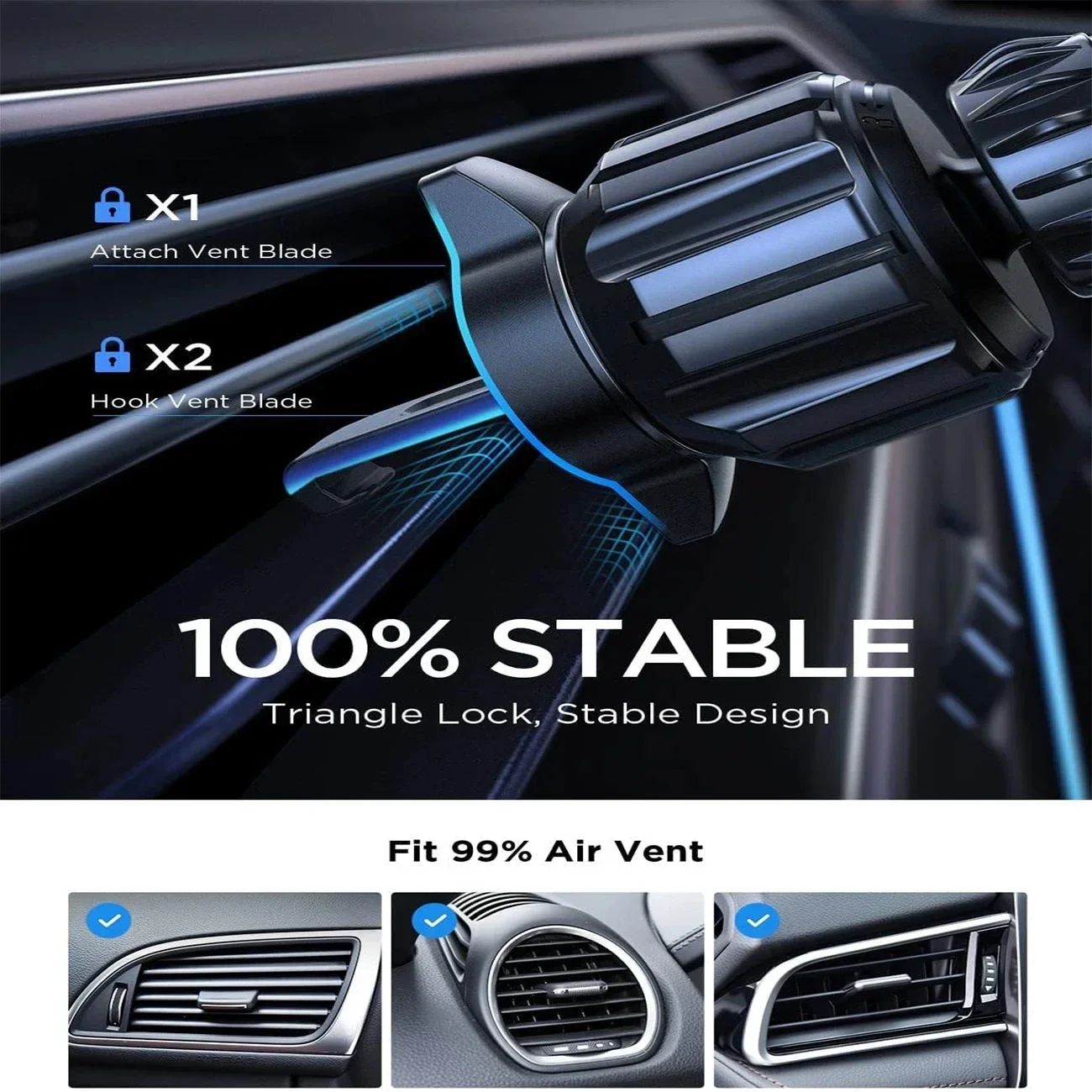 Premium Magnetic Car Phone Holder with Metal Hook - Single-Hand Operation