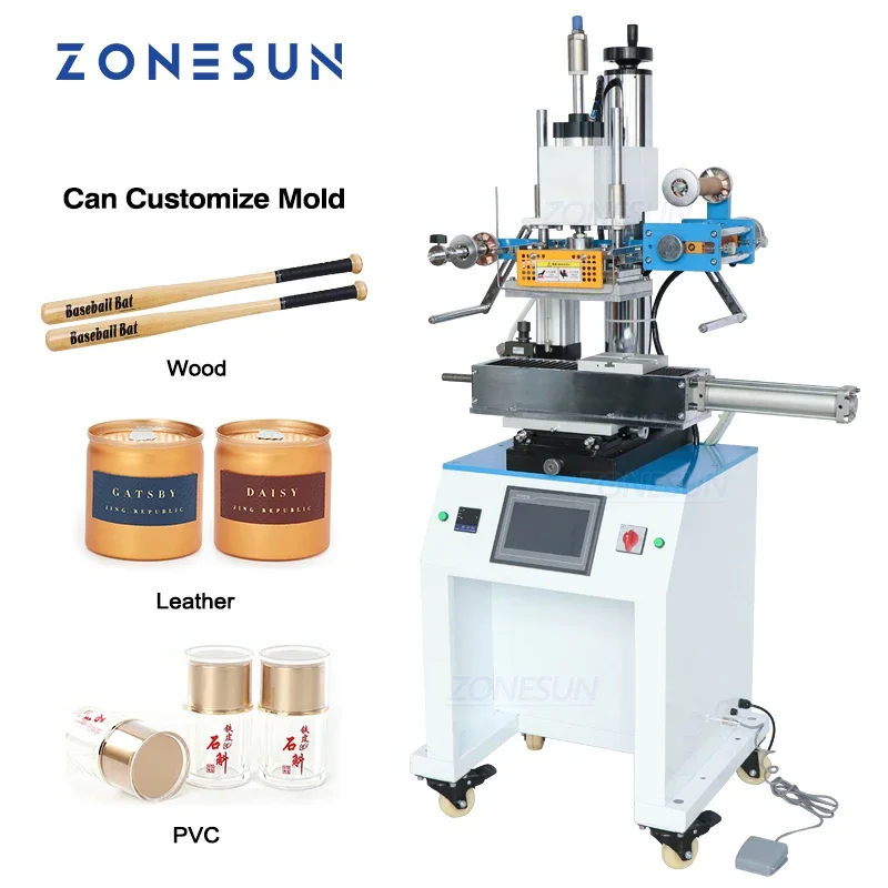 ZONESUN ZY-819R 프레스 시뮬레이터 곡선 표면 스탬핑 기계, 가죽 로고 주름 기계, 이름 카드 스탬핑 기계