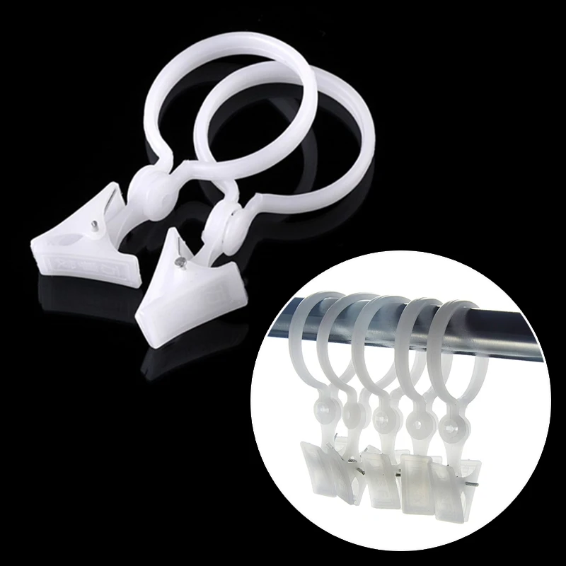 Curtain Clips Simple Window Curtain Rings Removable Clamps for Rods Plastic Drape Clip Portable Retro Drapes Hook 10pcs/set