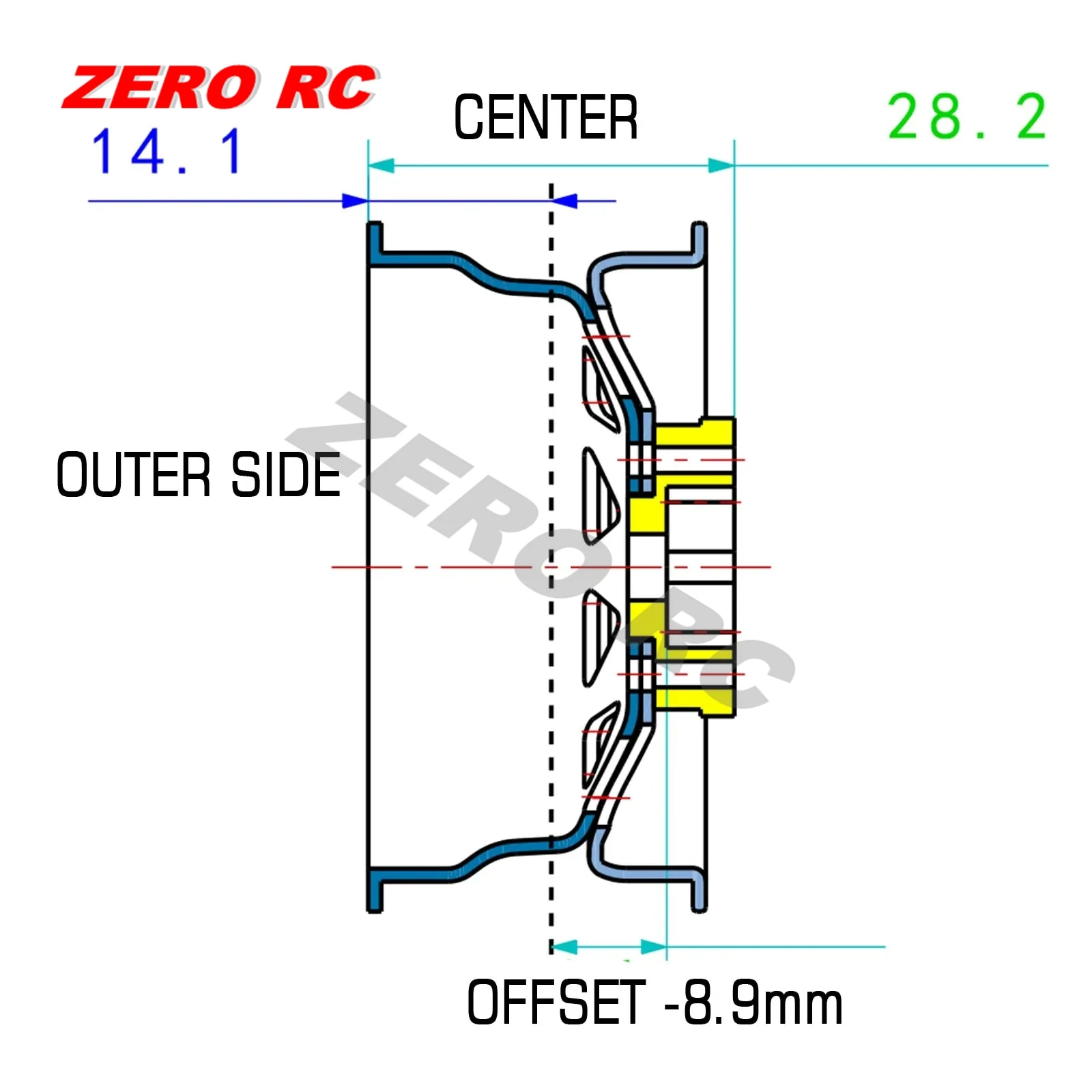 1/10 RC Crawler Metal Beadlock Wheel Hub Rim Deep Dish 1.9" for Axial SCX10 II III 90046 MST RGT YIKONG Traxxas TRX4 RC4WD D90