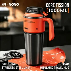 Large Capacity Insulated Stainless Steel Water Bottle with Built - in Straw and Flip Lid (Orange)