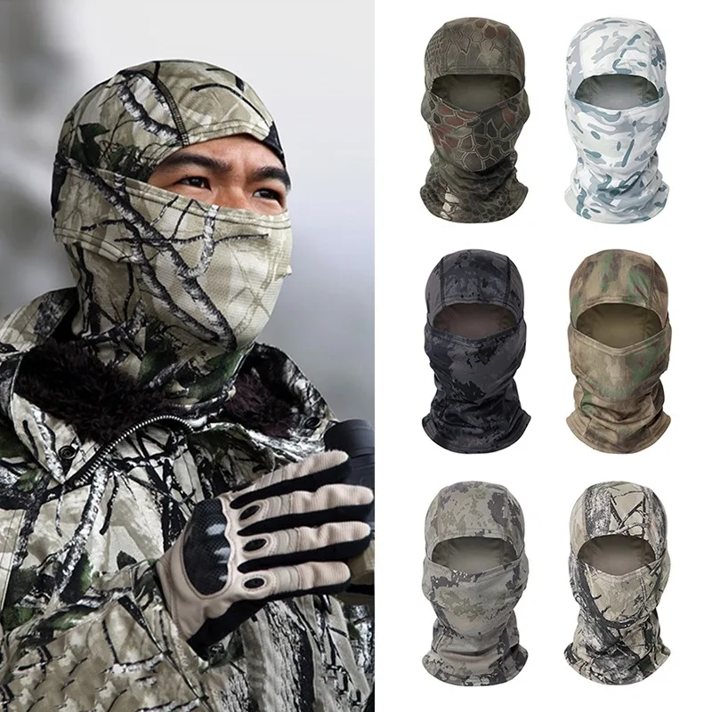 Kuum müük täisnäoga taktikaline kamuflaaž Balaclava mask suusatamine jalgrattasõit jahindus sall mitmekammiline müts meeste peakate_voghion.com