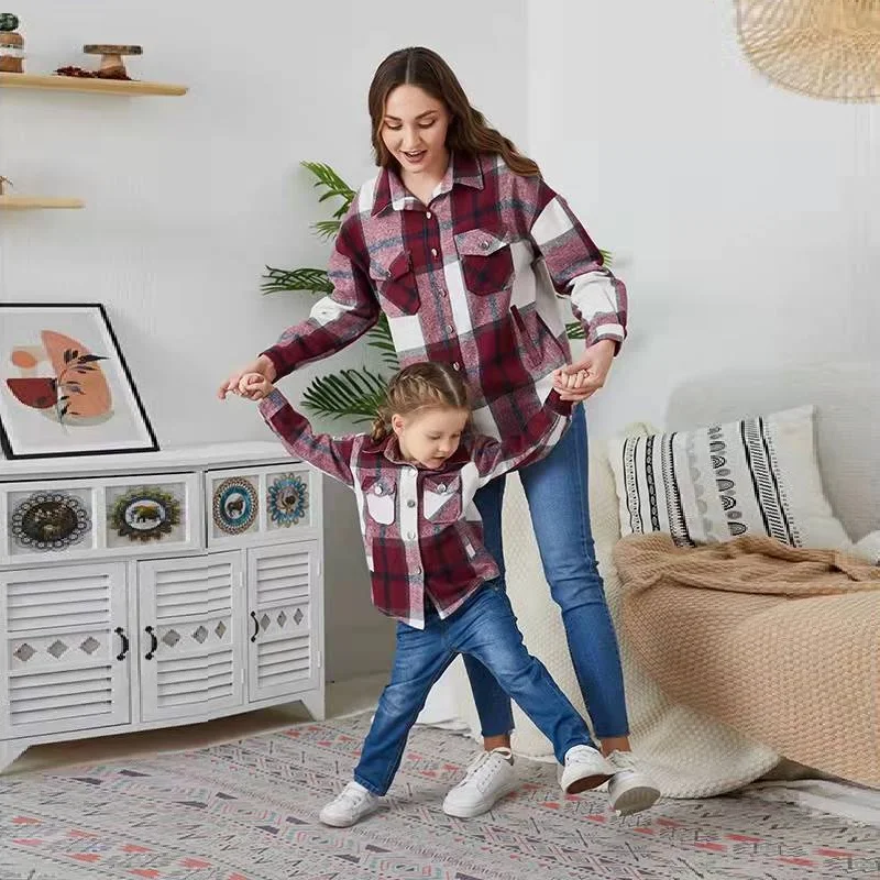 Família combinando manga comprida xadrez camisetas, Mom and Baby Outfits, mãe e filha blusas, mamãe e eu roupas, meninas e mulheres