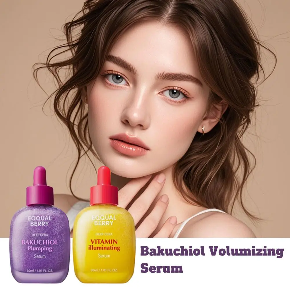 30ML EQQUALBERRY BAKUCHIOL Plumping Serum 5,000 PPM Retinol Alternative Vitamin C Serum Whitening Smoothing Facial Skin Care