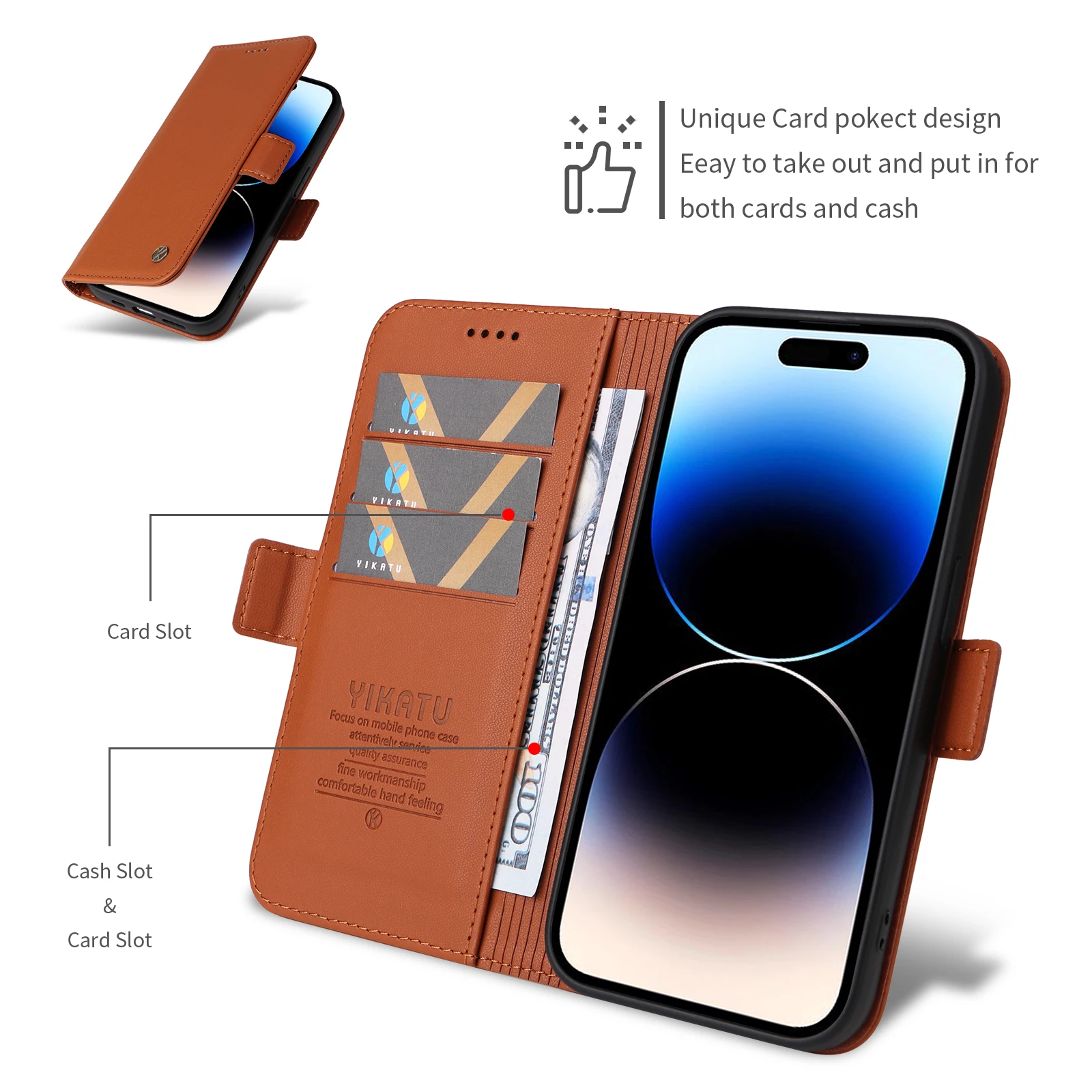 Magnetic Shockproof Flip Wallet Leather Case with RFID Blocking
