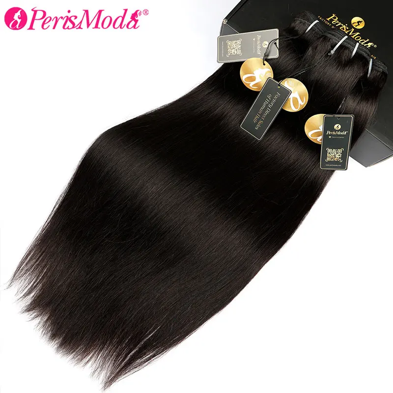 Human Hair Extensions PerisModa 15A Straight Brazilian Weaving Virgin Remy 1/3/4 Pcs Raw Bundles