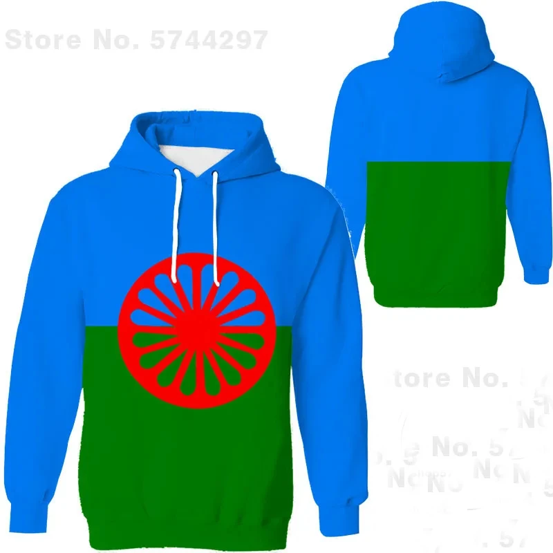 thumbnail image 1 of Sudadera con capucha para hombre de primavera y otoño de 2024, sudadera con capucha con estampado 3D de la bandera gitana romana, sudaderas con capucha de manga larga de gran tamaño para hombre, 1 of 5