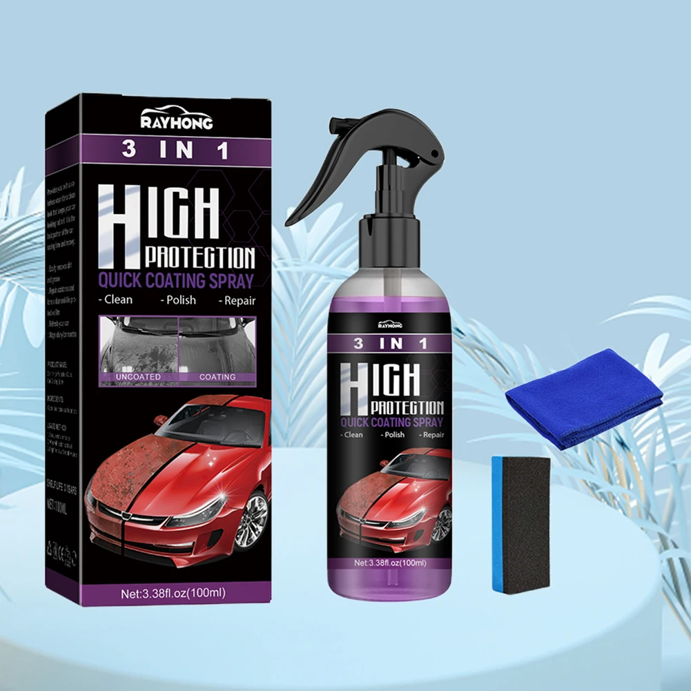 3 In 1 Car Ceramic Coating Spray 100ml Car Nano Spray Scratch Repair Glass Hydrophobic Coating Body Compound Scratch Repair
