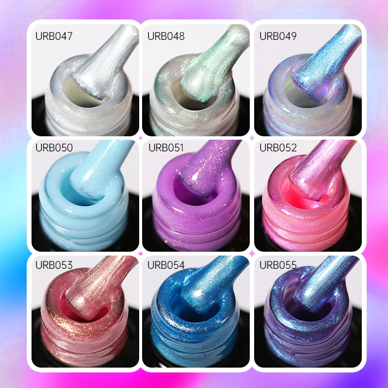 UR SUGAR 오로라 고무 베이스 젤 네일 광택제, 블루 글리터 스파킹, UV LED 네일 아트 젤 바니시, 7ml