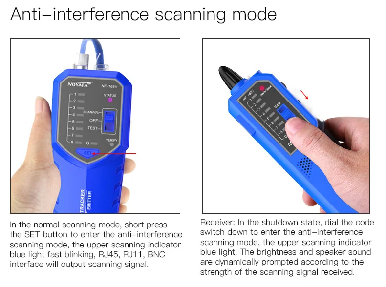 NOYAFA NF-168V Wire Tracker Telephone Network Lan Coax Cable Tester POE Tracer With Anti-Jamming Line Finder Visual Fault Locat network tone tracer