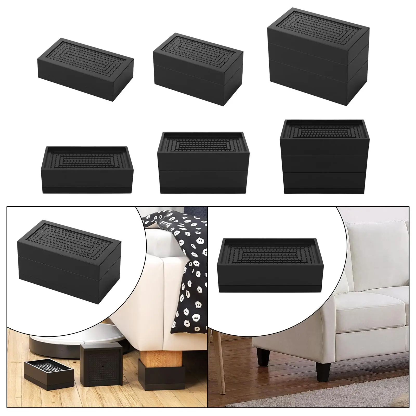 Rectangle Bed Riser Space Saving Height Increase Elevator Rectangle Raising Block Bed Lift for Desk Chair Table Couch Fidge
