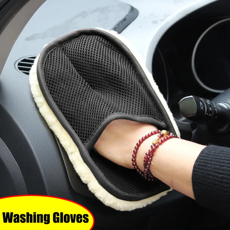 Car Cleaning Sponge Glove Car Polishing Washing Mitt Gloves Microfibre Wash For Automotive Kitchen Homes Cleaner Wool