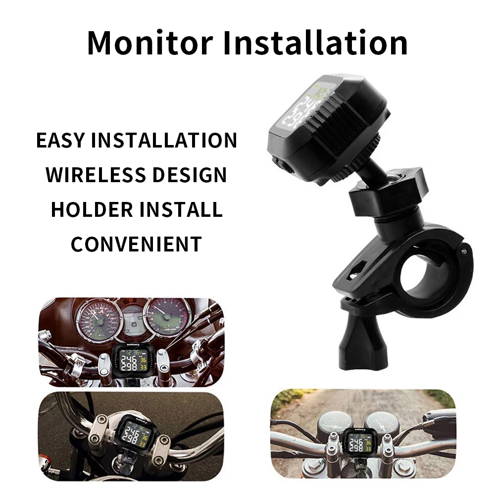 Motorcycle TPMS Tire Pressure Monitoring System Big Wireless LCD Colorful Display Shift For Status Precise Digital Moto motorcycle tire pressure monitor