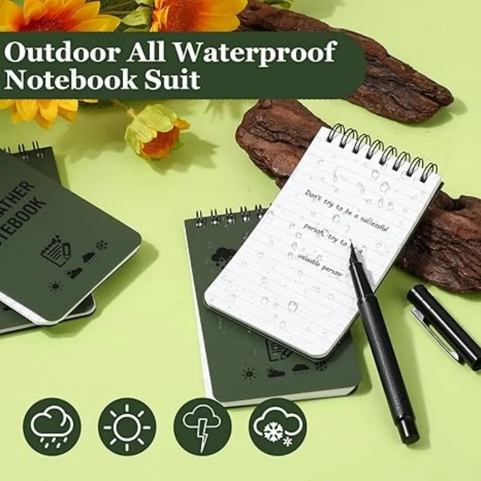Libreta Impermeable Kisdo Cuaderno Impermeable De Policía, Cuaderno De 3 X 5, Cuaderno De Bolsillo Para Escribir Bajo La Lluvia, Cuaderno De Bolsillo En Espiral Para Todo Tipo De Clima, Bloc De