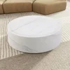 39.37 inch round coffee table, modern marble textured coffee table, fiberglass drum shape, no assembly required (white) 6