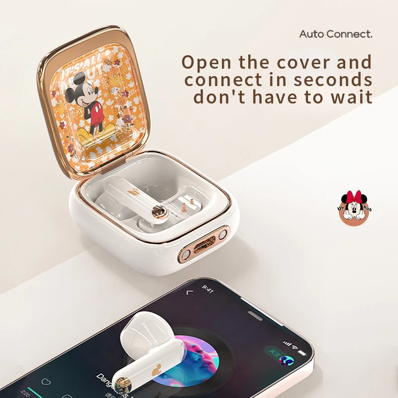 Fone de Ouvido sem Fio Bluetooth Desenhos Animados Bonitos Som Hifi Auriculares Intra-auriculares Esportes Espera Longa Redução de Ruído Disney-q7 - Image 2