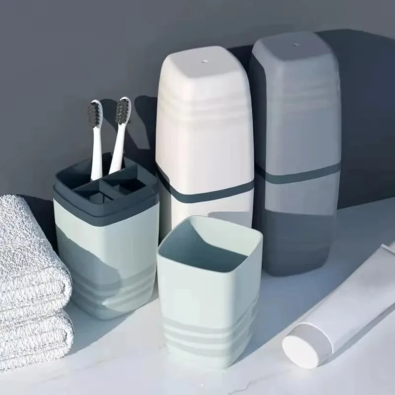 Portable Travel Wash Cup Set For Toothbrush And Toothpaste Storage_voghion.com