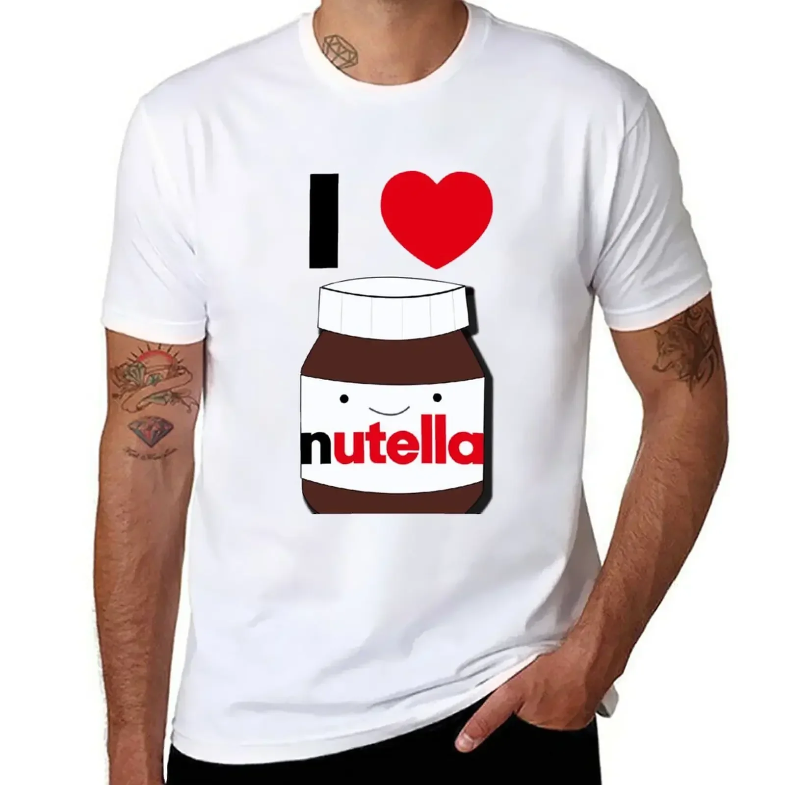 I Love Nutella T-Shirt Cute Tops Vintage Quick Drying Mens Champion T-Shirt