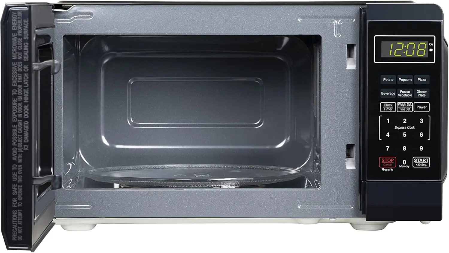Compact Countertop Microwave Oven 0.7 Cu. Ft. 700-Watt with LED Lighting, Child Lock, Easy Clean Grey Interior, Retro 3