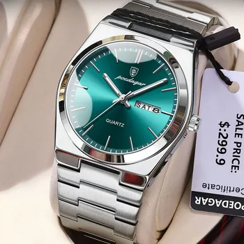 POEDAGAR Men's Watches Fine Steel Sport Fashion Original Quartz Watch for Man Waterproof Luminous Date Weel Gentleman Trend Relo