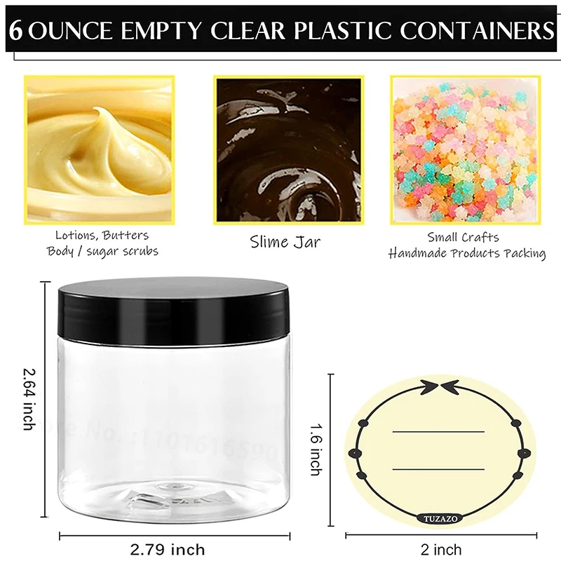 https://ae01.alicdn.com/kf/S316e95c44ba941fba121d5b7305adbc2N/18P-6Oz-Plastic-Container-Jars-With-Lids-and-Labels-BPA-Free-Empty-Round-Clear-Cosmetic-Containers.jpg