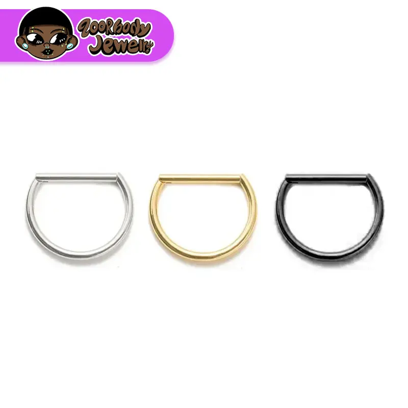 ASTM F136 Titanium Septum Nose Piercing Classic D Shape Hinged Nose Ring Tragus Ear Cartilage Spiral Nose Earrings Body Jewelry