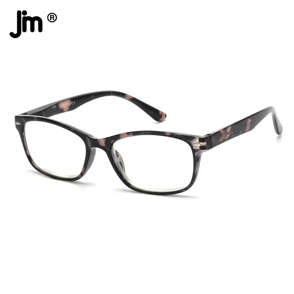 JM 2022 Blue Light Square Reading Glasses for Women Men Spring Hinge