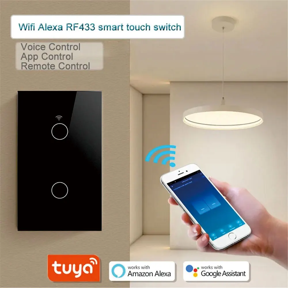 Smart Switch Tuya Smart Life Light Switch WiFi Touch Sensor App Remote Control No Neutral Wire 110V 220V For Alexa Google Home
