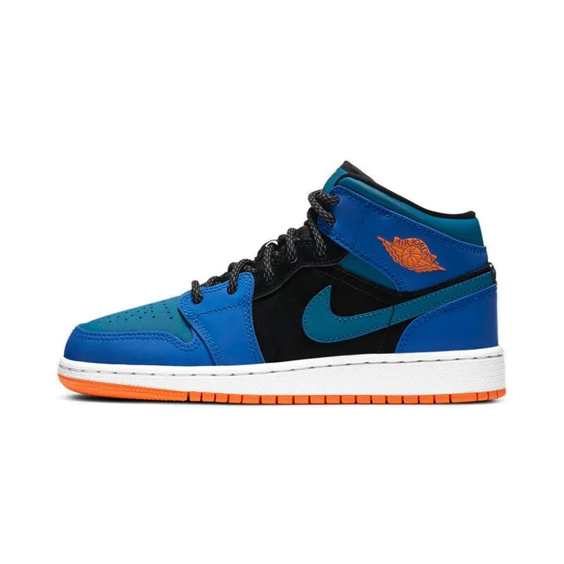 igual alto cadena Nike-zapatillas de deporte Air Jordan1 AJ1 para mujer, zapatos informales  de media caña, color azul y naranja, 554725-440, 554725-440 - AliExpress