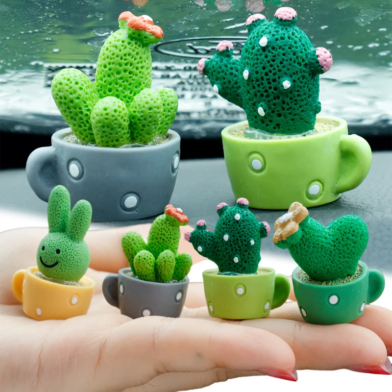 

Car Dashboard Cute Cactus Decorations Small Potted Resin Car Ornaments Universal Car Interior Decorations Portable Car Ornaments