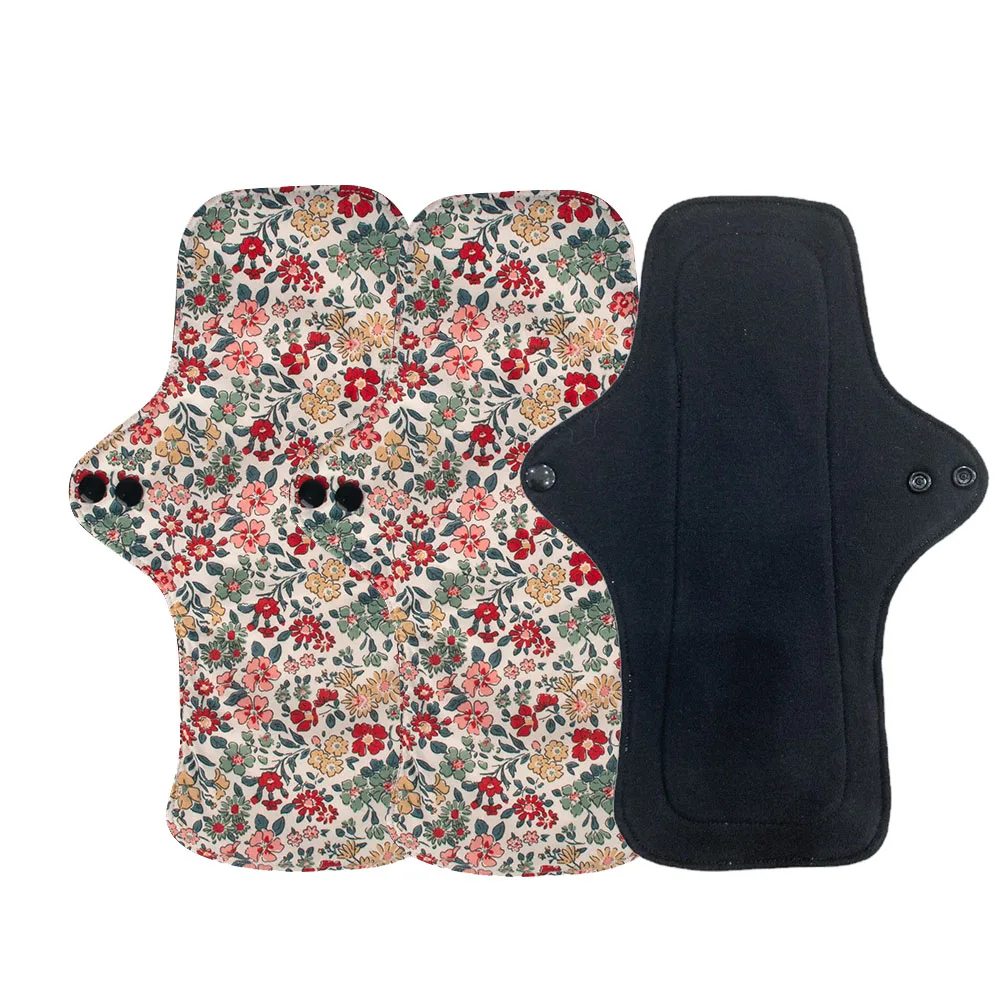 3PCS Washable Cotton Menstrual Pad Reusable Printed Maternal Sanitary Napkin Breathable Soft Care Pad 30cm 26cm 20cm to Choose 1