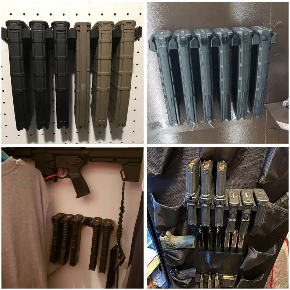 Tactical 6X Standard Magazine Rack Bracket AR15 PMAG Wall Mount Mag Holder Display Safe Storage for Hunting Airsoft Accessory