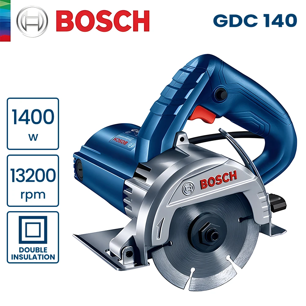 Bosch GDC140 Stone Cutting Machine Marble Tile Cutter 1400 Disc Diameter 115 High Power Portable Stone Slotting Saw Power Tool metal angle universal building for tool tool seat 45 cutting tile chamfer cutting stone ceramic degree corner tiling cutter