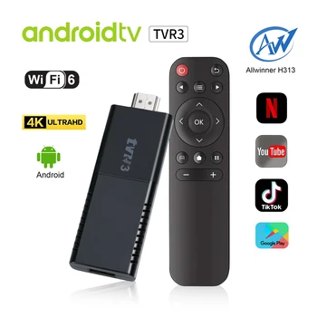 TVR3 Android TV Stick 4K HDR Home Theater Streaming TV Stick Allwinner H313 Global Version 2.4G/5G WIFI Google Youtube Player
