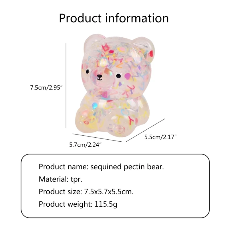 Squeeze Fidgets Toy TPR Squishy JellyBear Soft Stress Vent Balls Toy Party Favor Pressure Release Toy ADD Children Gift 6