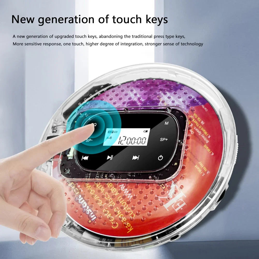 

Portable CD Walkman Rechargeable Digital Display CD Music Player Support TF Card Touch Screen MP3 Disk Stereo Speaker Home New