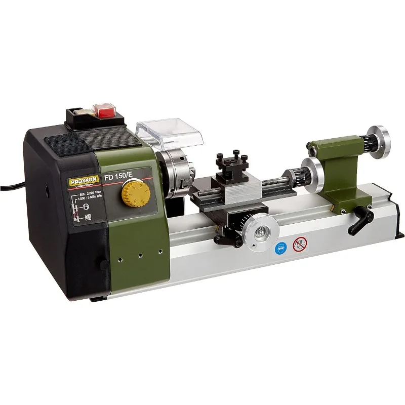 Proxxon Fine Lathe FD 150/E, Precise Lathe with 2-Stage Belt Drive, Speed Control, Spindle Speeds up to 5,000/min, Item No.24150