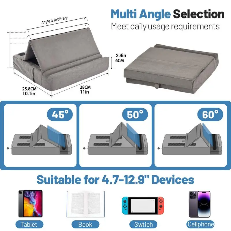 Soft Tablet Stand Pillow Pillow Soft Pad For Lap Foldable Lightweight Lazy Holder Stand With 3 Viewing Angles For Bed Sofa Knee