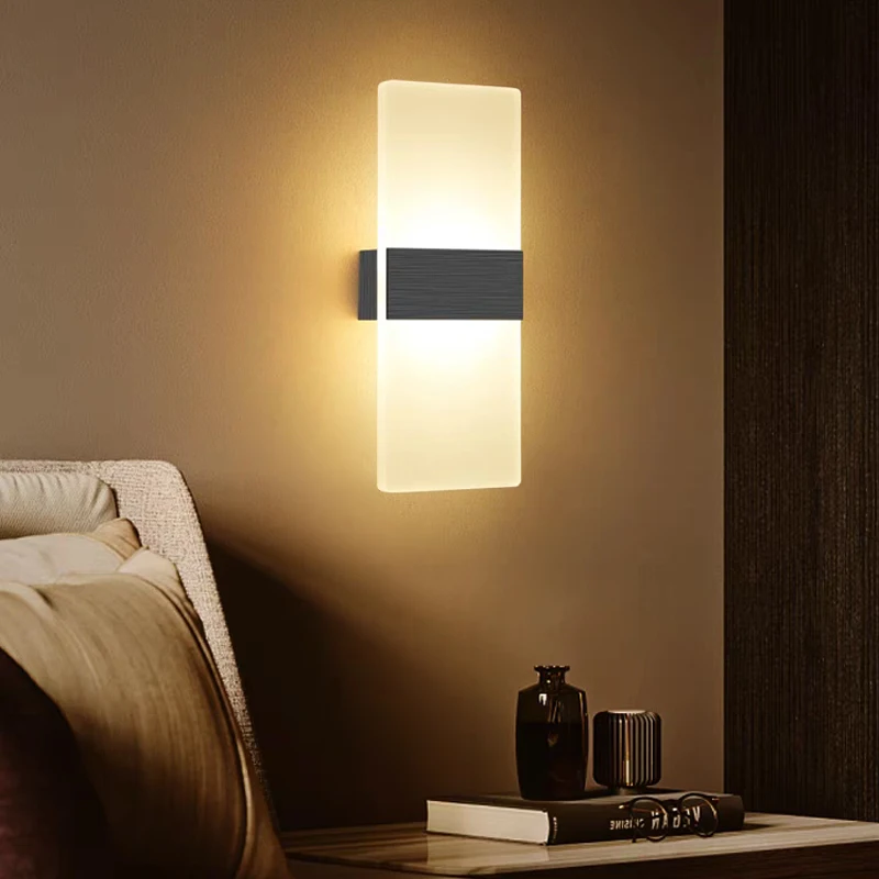 LED 벽 램프 실내 벽 조명, 야외 광택 방수 베란다 램프, 정원 침실 거실 계단 조명, 85-265V
