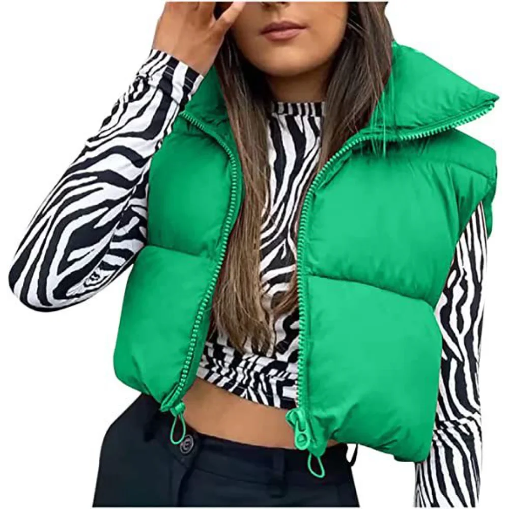 

Winter Vest for Women Casual Stand-up Collar Thickened Cotton Sleeveless Bread Jacket streetwear