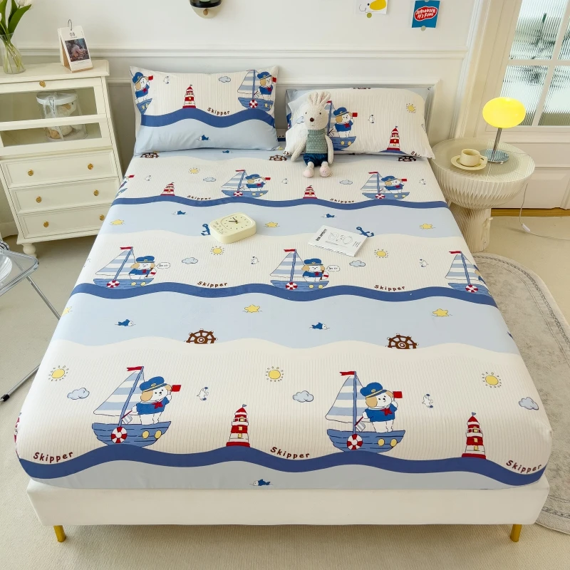 

1 шт., натяжная простыня из 100% хлопка, постельное белье с мультяшным рисунком, простыни размера Queen, протектор матраса (без наволочки)