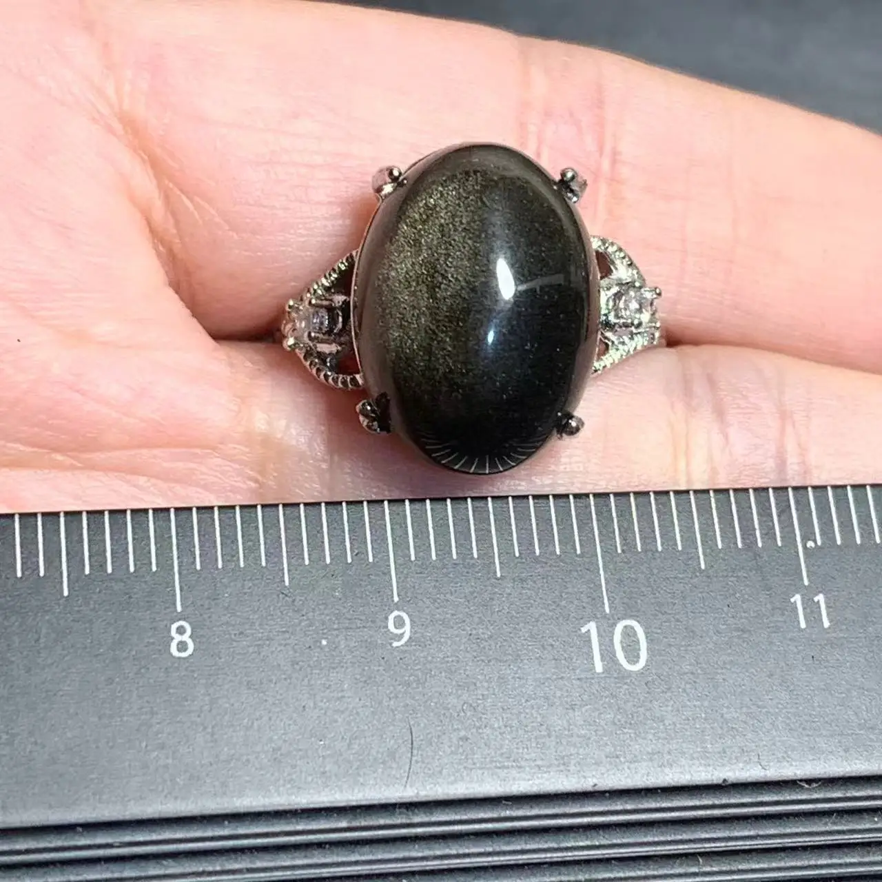 MM Natural Obsidian  Ring Adjustable Female Jewelry for Women Gift Wholesale High Quality Vintage Fine