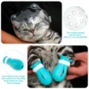 1/2Pcs Cat Muzzle Pet Grooming Cover Accessory Anti-bite Anti-Licking Cat Space Hood Breathable Helmet with 4 Silicone Paw Shoes 3