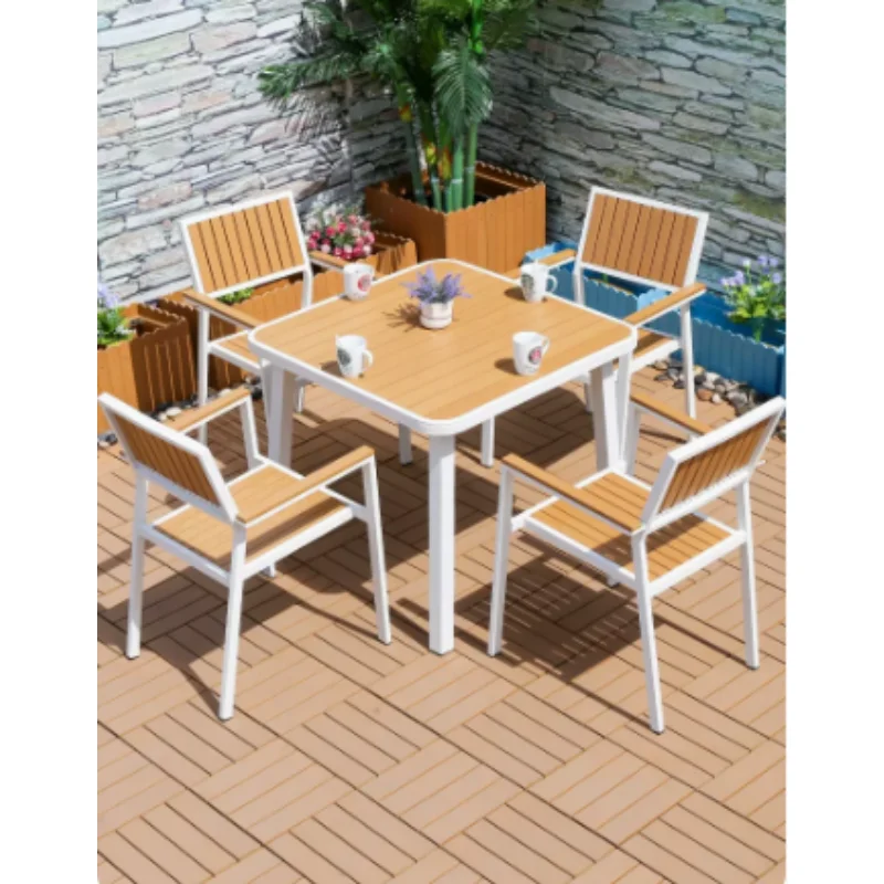 150cm outdoor tables and chairs, courtyard bars, restaurants, waterproof wooden dining tables, outdoor balconies, leisure garden
