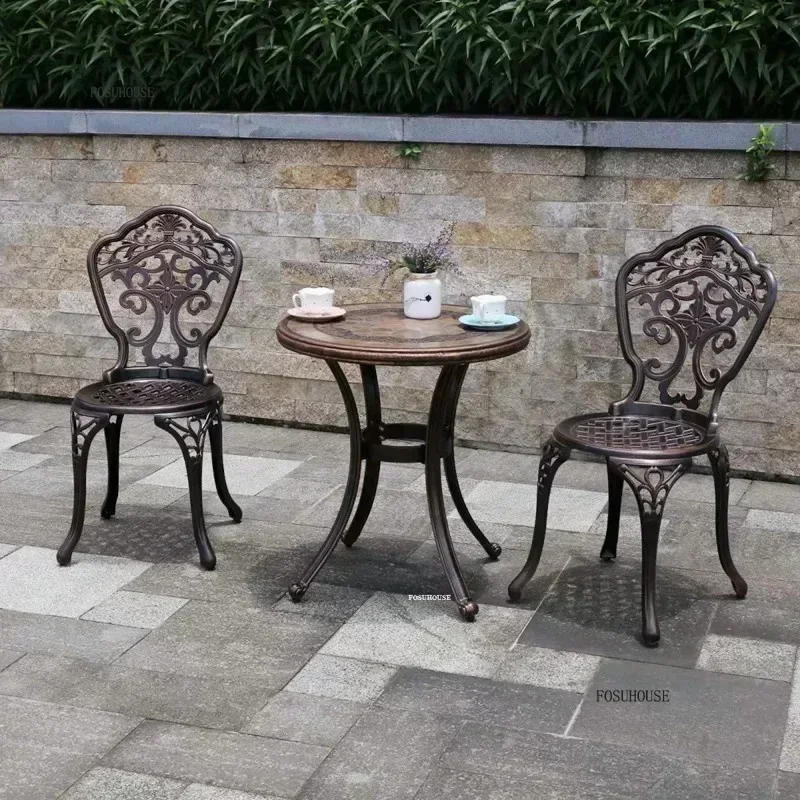 Outdoor Cast Aluminum Tables and Chairs Set for Patio Garden